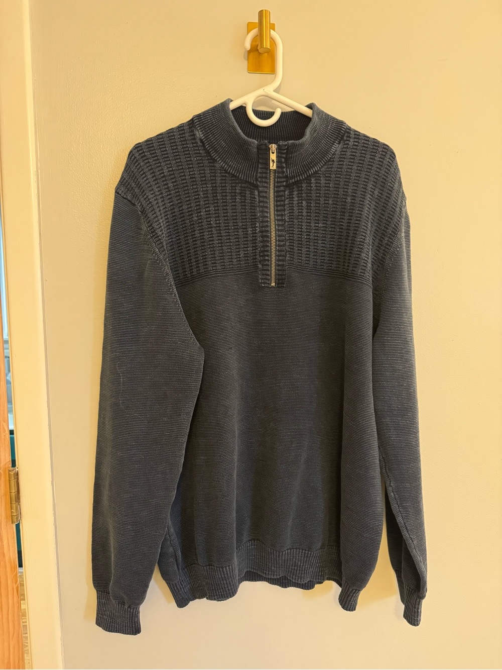 Tommy Bahama Men's Zip Knit Sweater - Slate Blue
